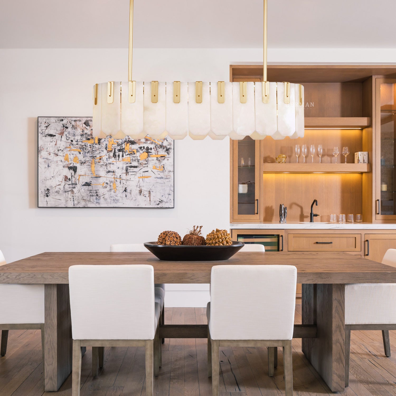 Nadia Alabaster Linear Chandelier 42" Width