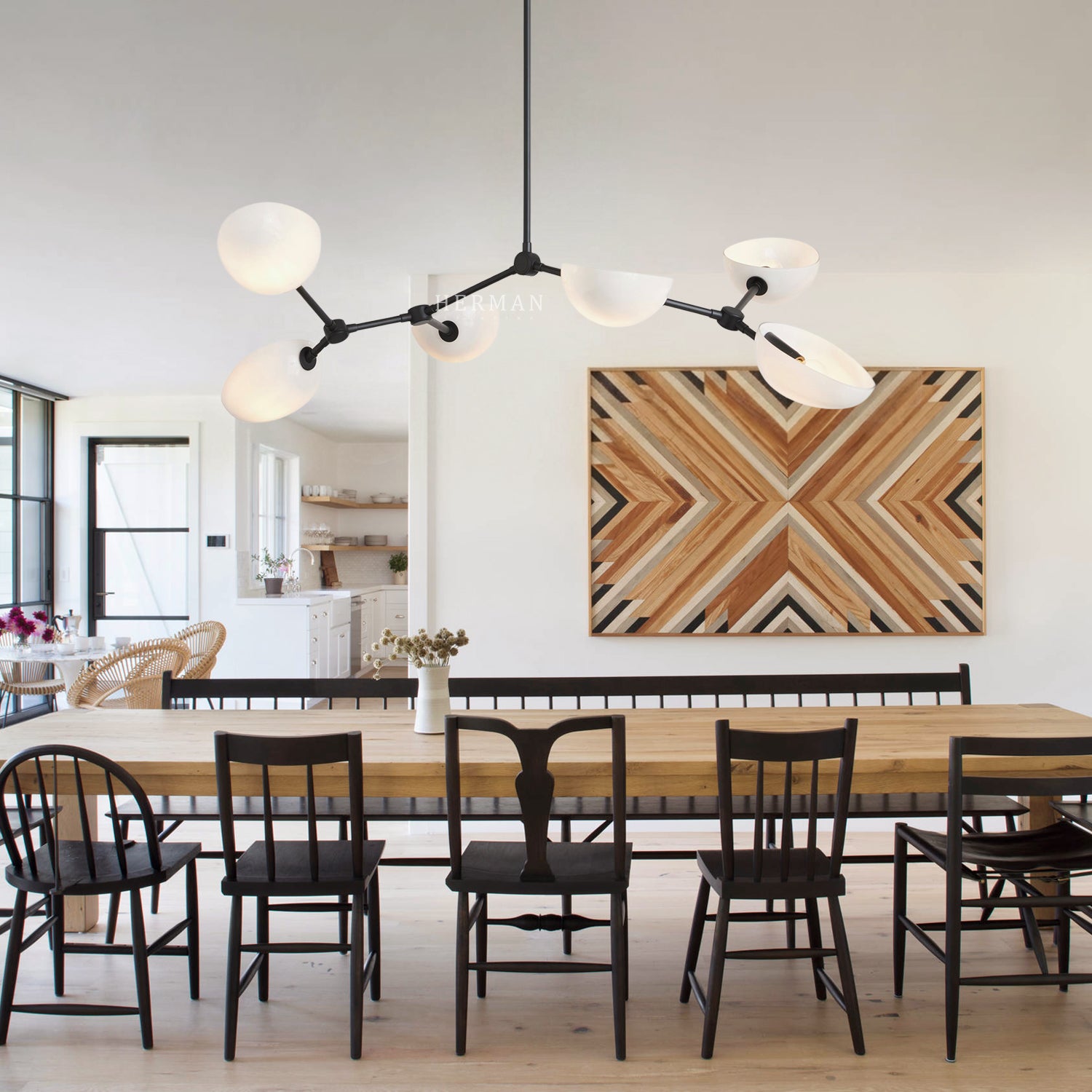 Argus Glass Chandelier 45" Width