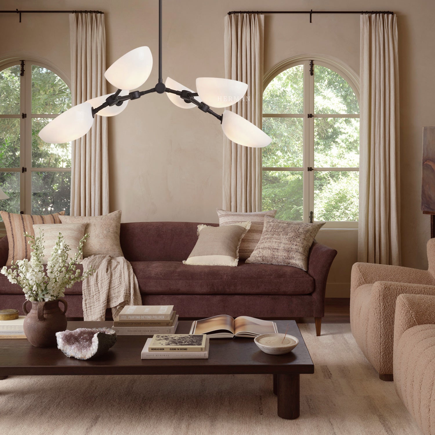 Argus Glass Chandelier 32" Width