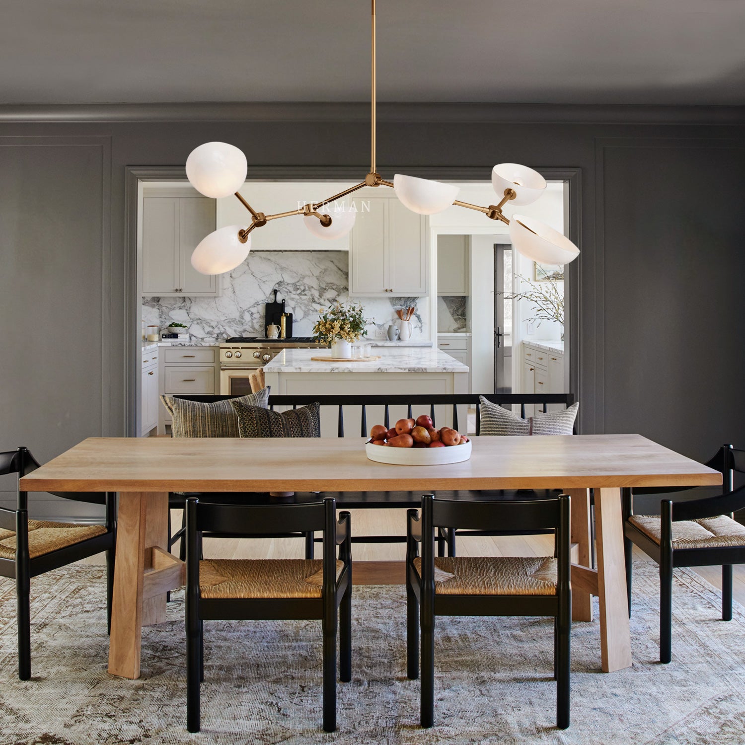 Argus Glass Chandelier 45" Width