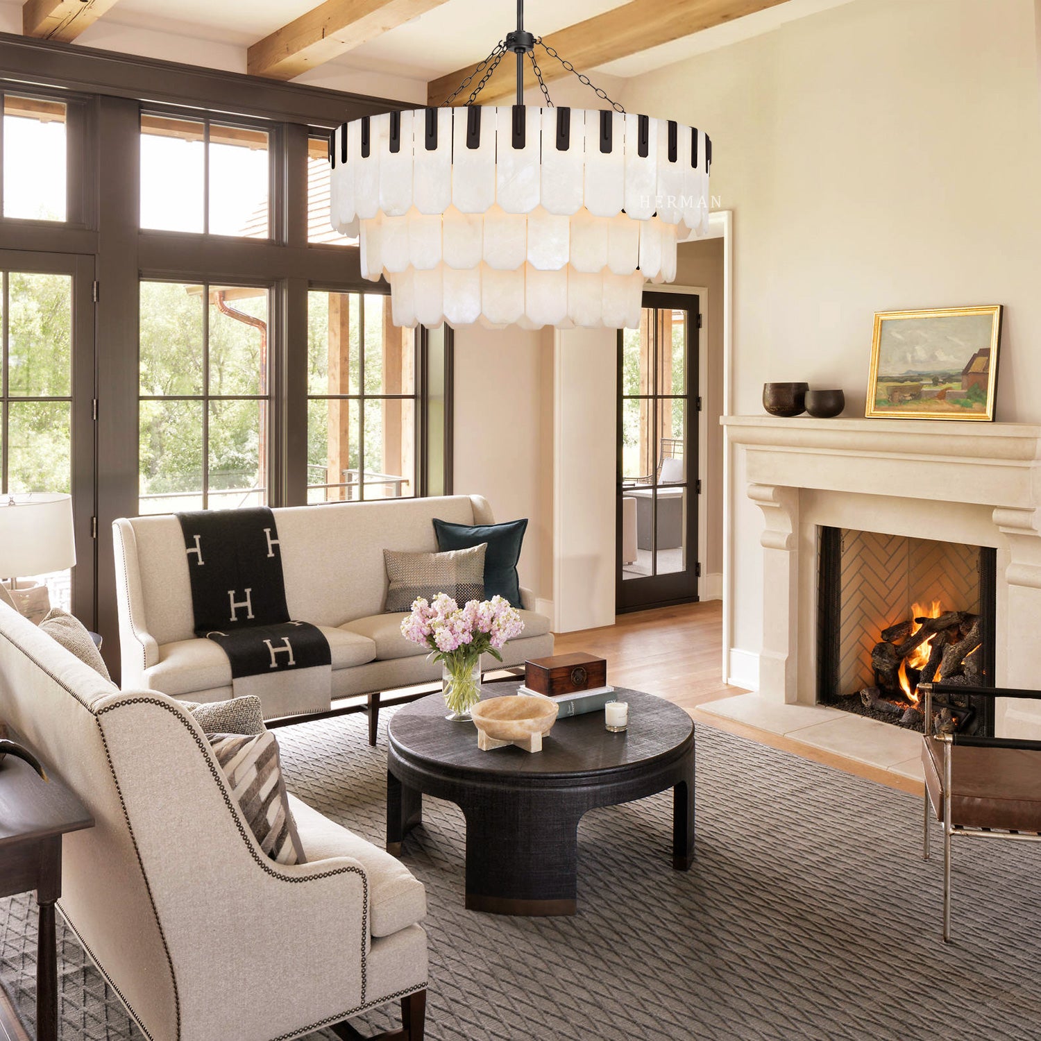 Nadia Alabaster Chandelier 30" 41"