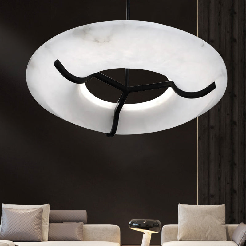 Glacera Modern Round Alabaster Dining Room Chandelier