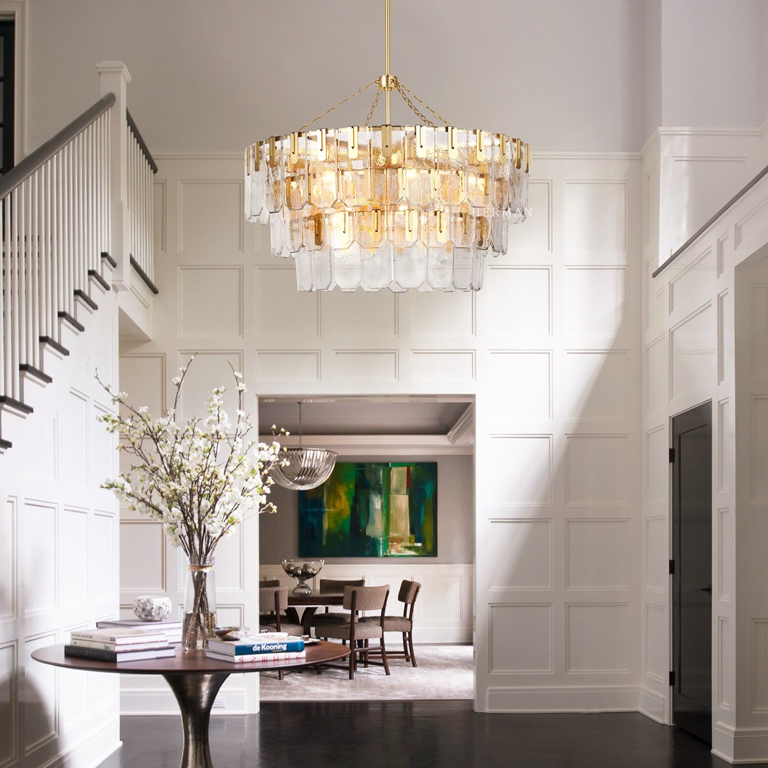 Nadia Glass Chandelier 30" 41"