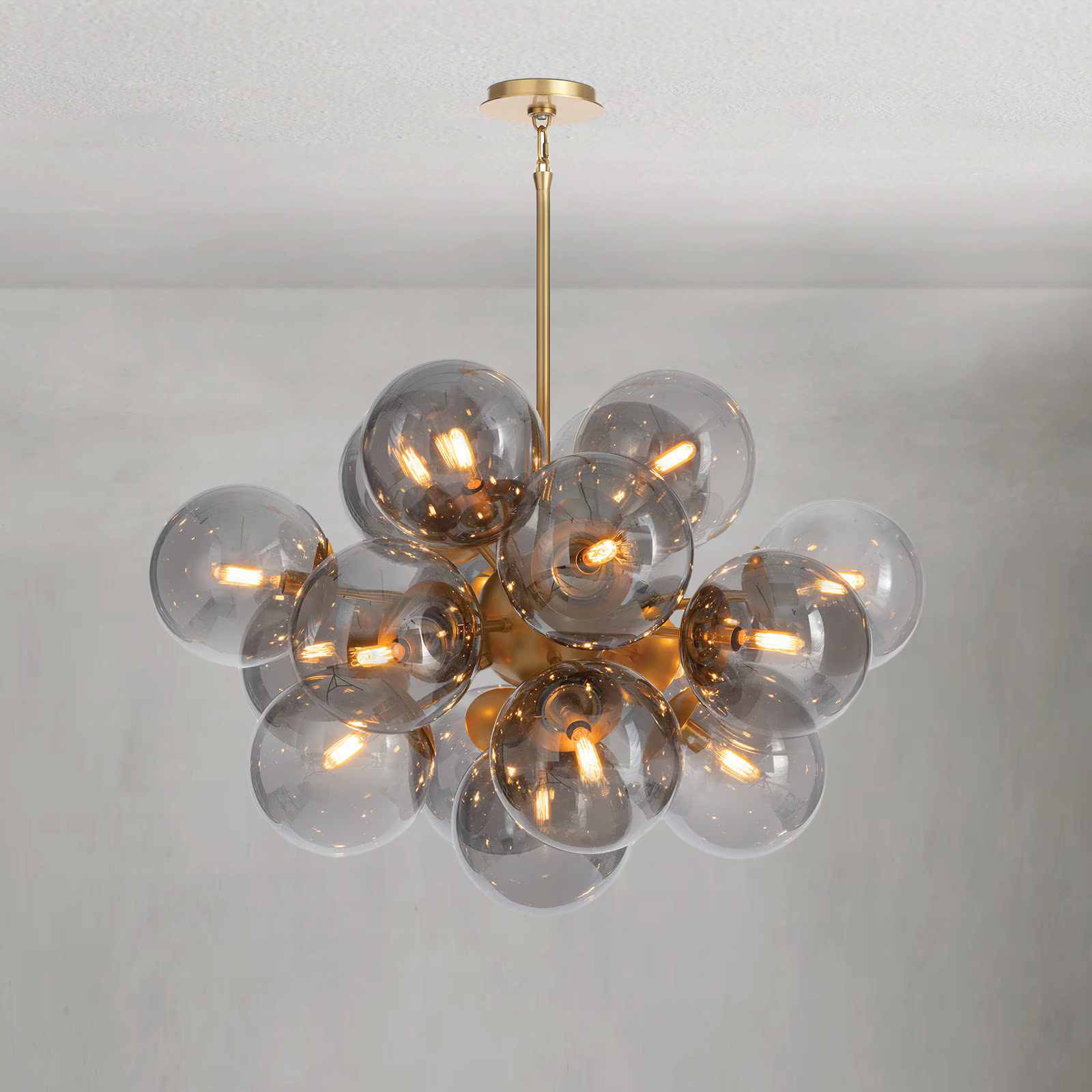 Mandoza Brass Smoked Glass Chandelier-Vancei
