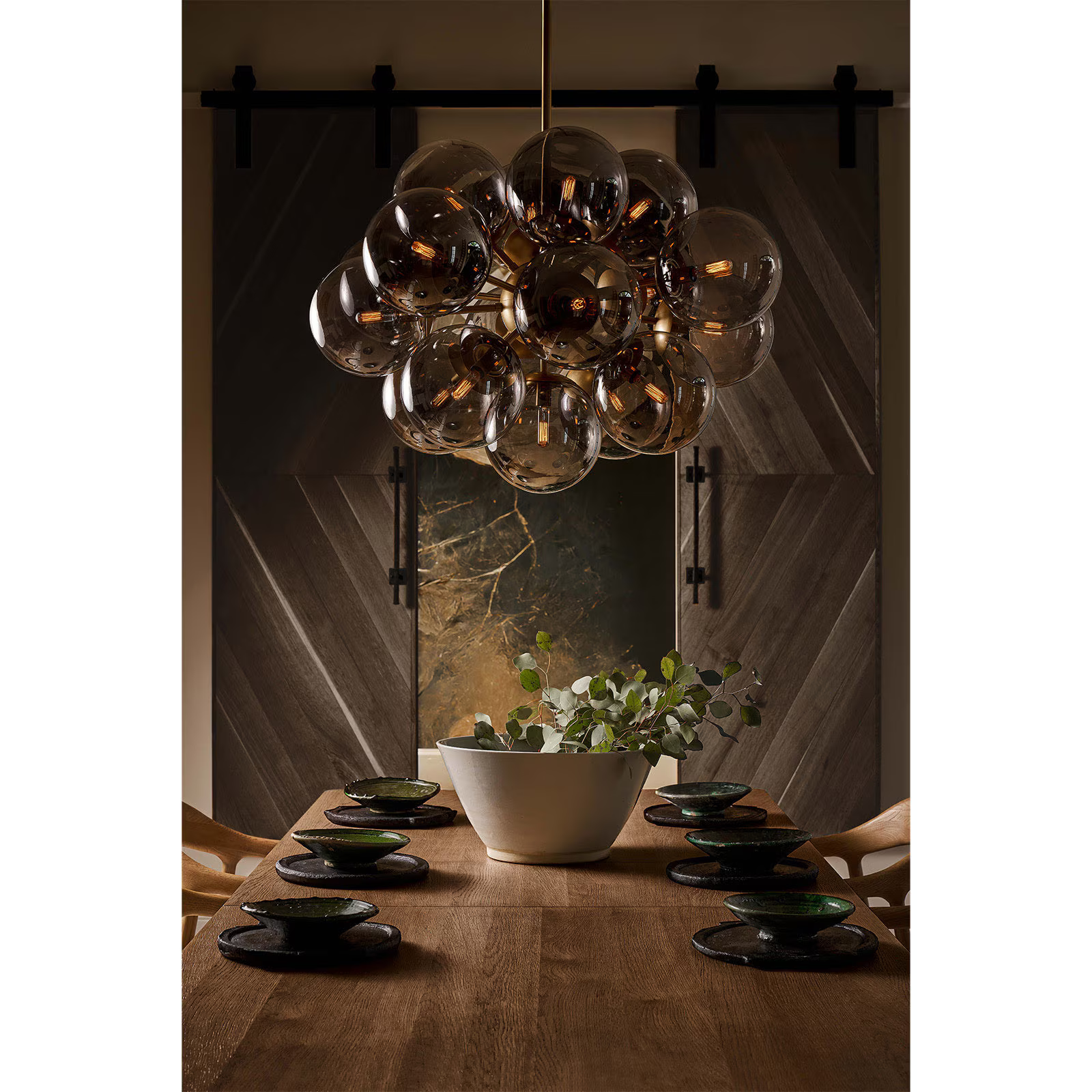 Mandoza Brass Smoked Glass Chandelier-Vancei