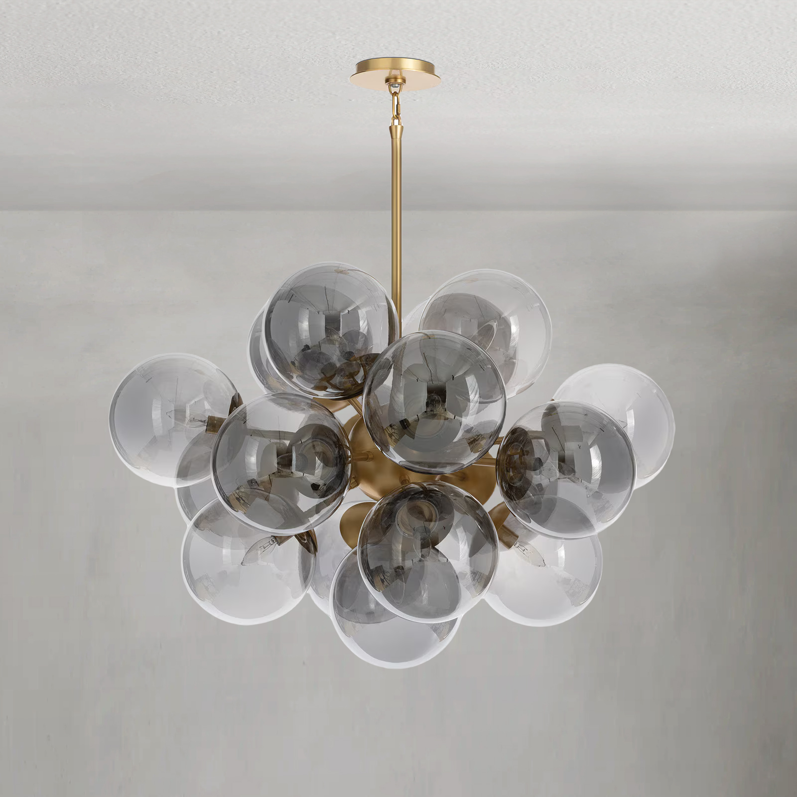 Mandoza Brass Smoked Glass Chandelier-Vancei