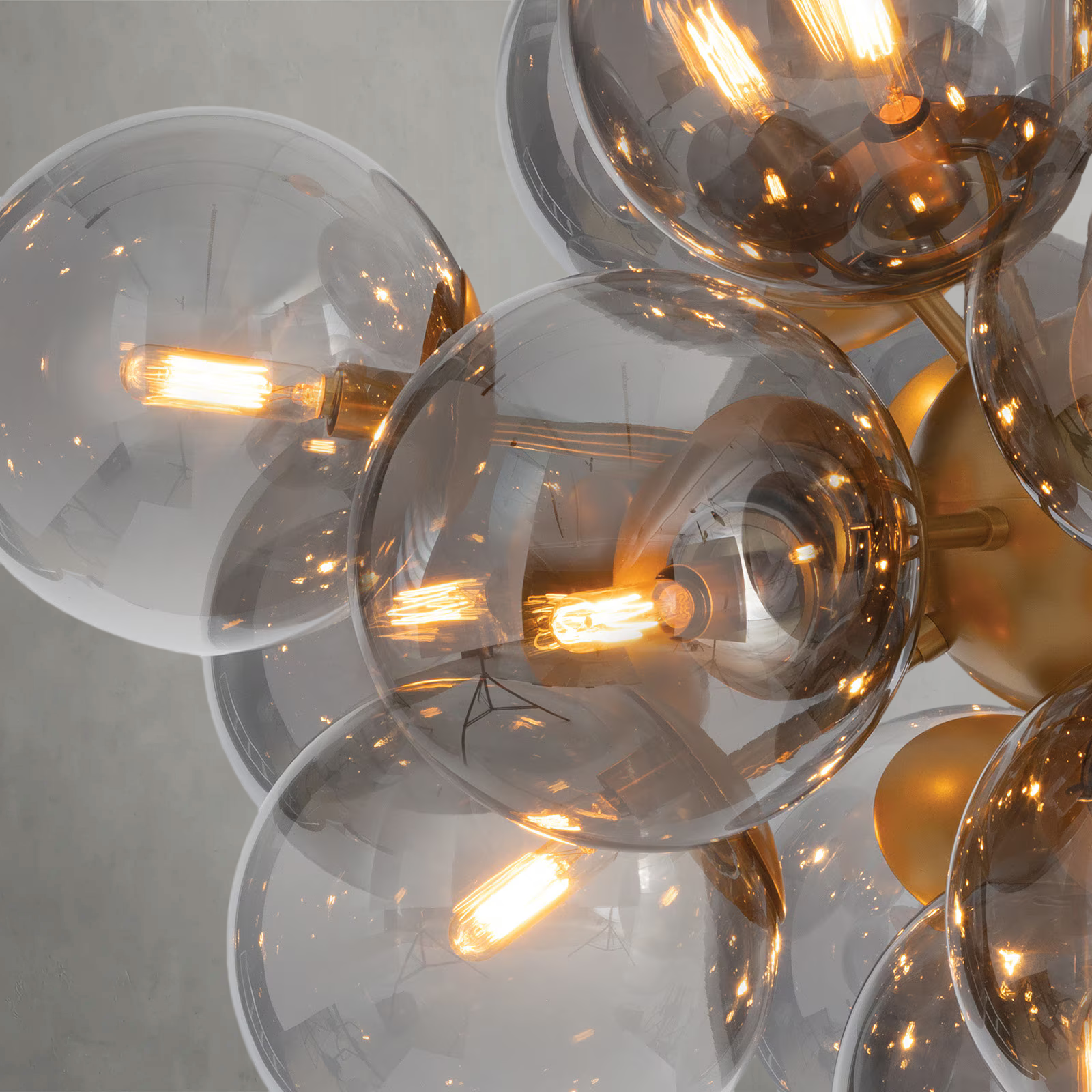 Mandoza Brass Smoked Glass Chandelier-Vancei