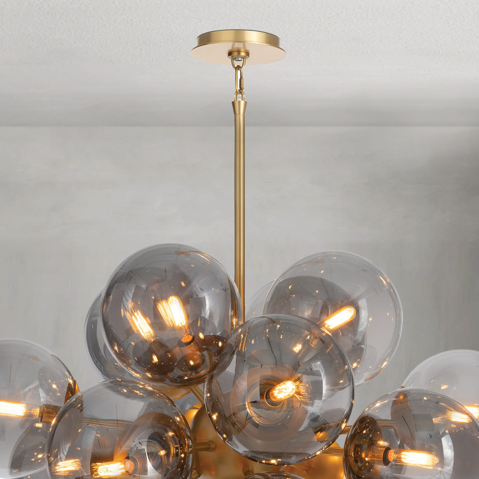 Mandoza Brass Smoked Glass Chandelier-Vancei