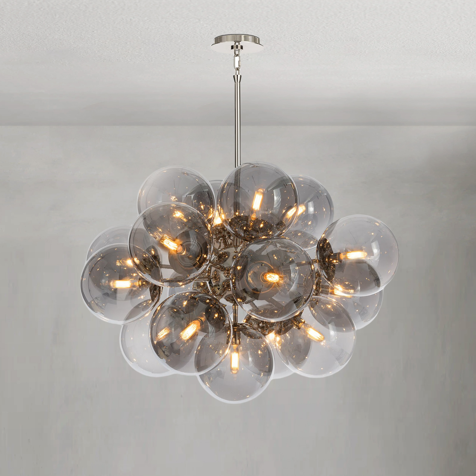 Mandoza Nickel Smoked Glass Chandelier-Vancei