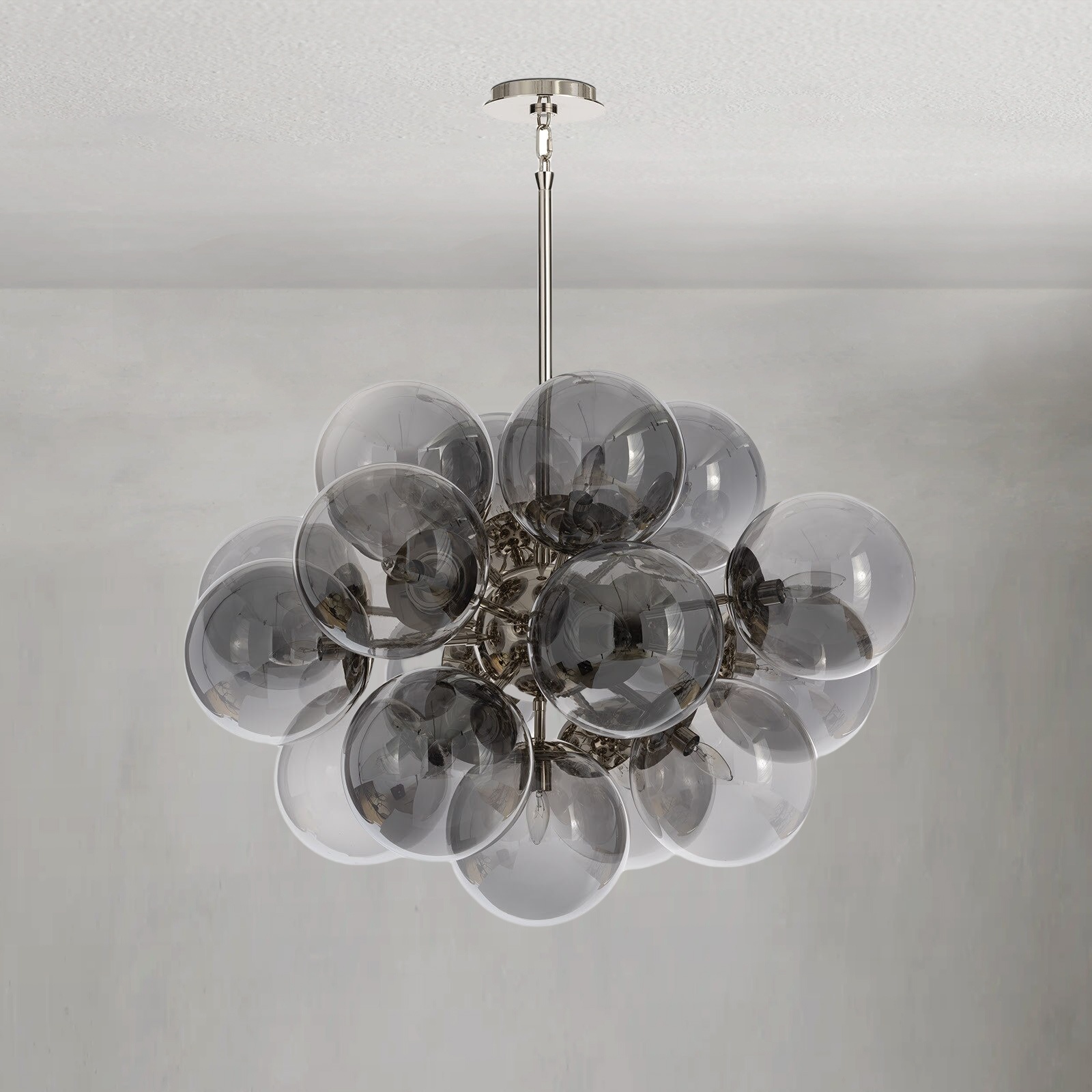 Mandoza Nickel Smoked Glass Chandelier-Vancei
