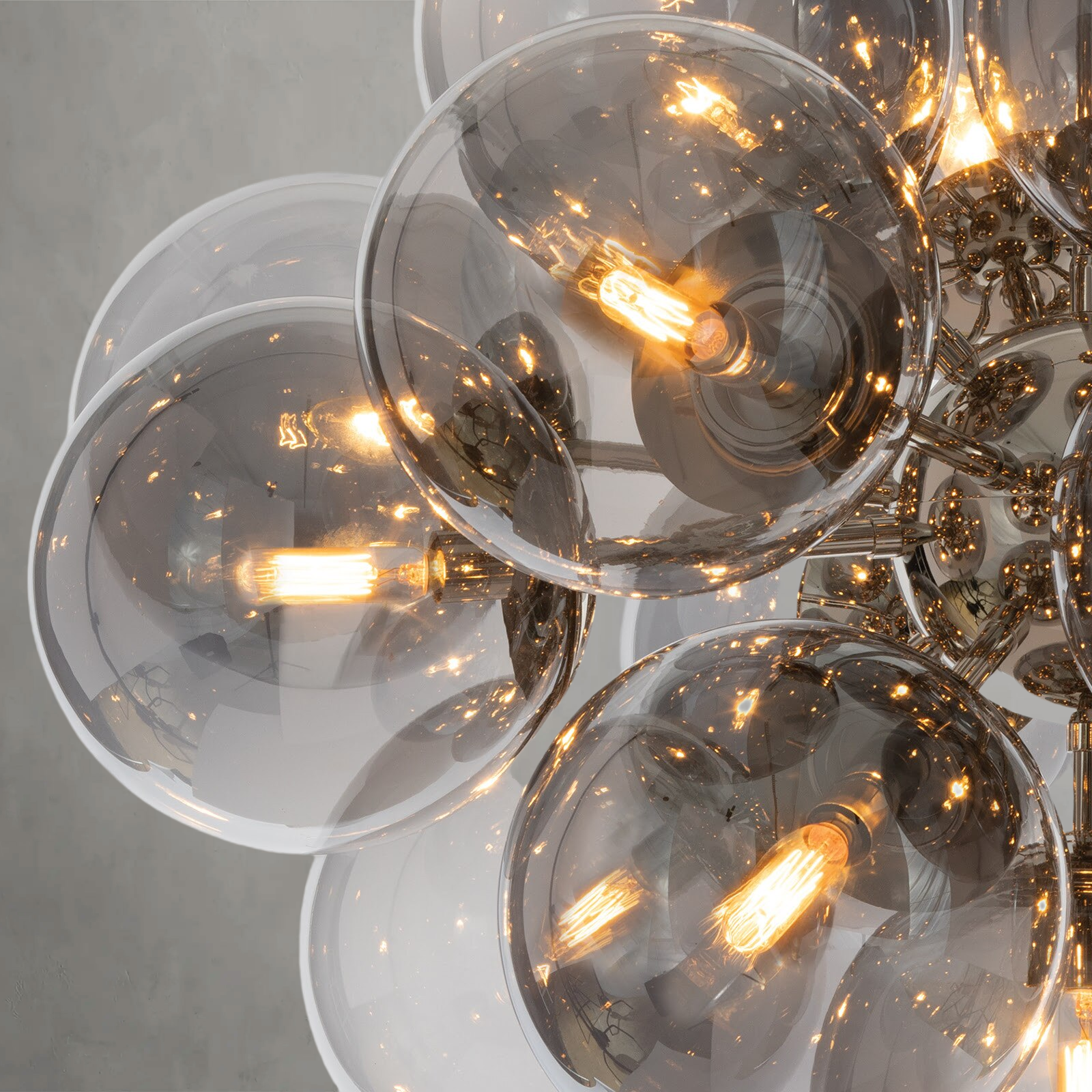 Mandoza Nickel Smoked Glass Chandelier-Vancei