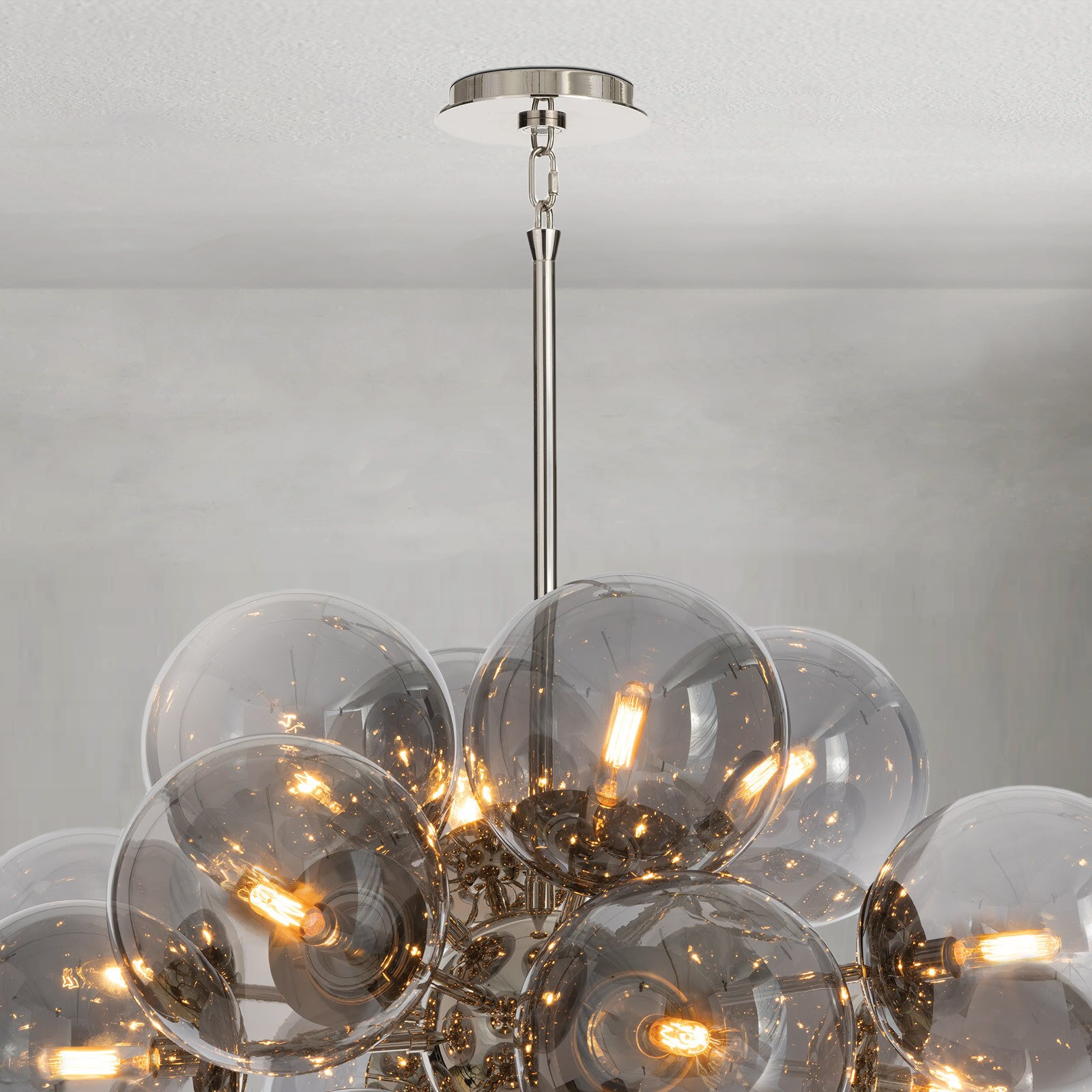 Mandoza Nickel Smoked Glass Chandelier-Vancei