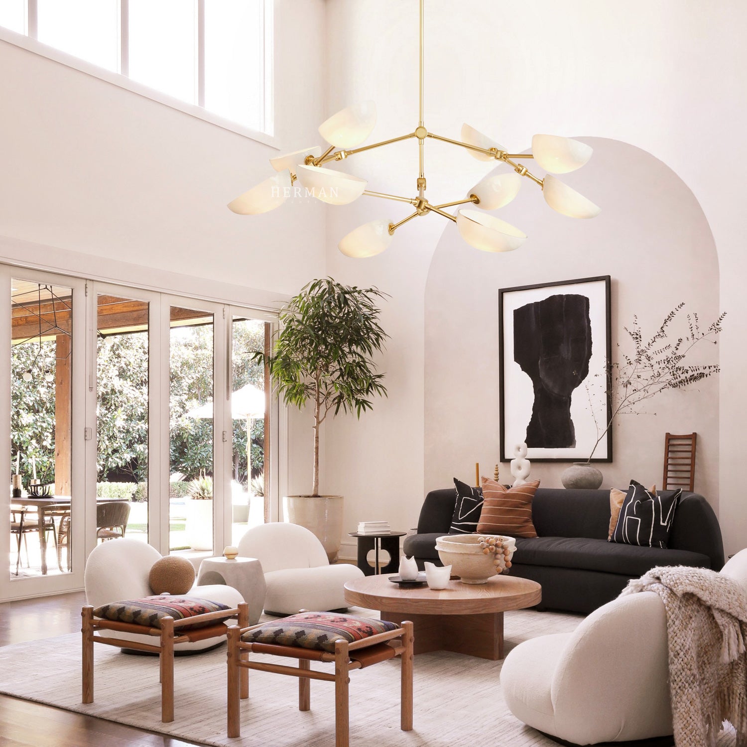 Argus glass Double Tier Chandelier 45" Width