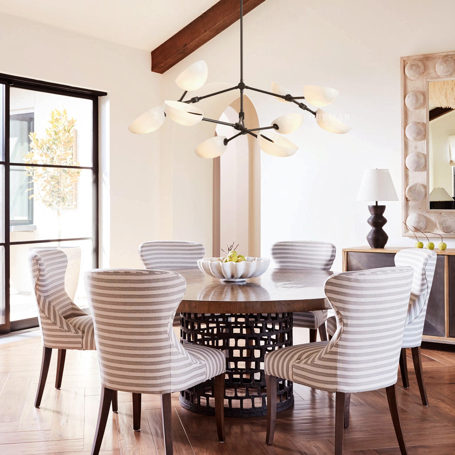 Argus glass Double Tier Chandelier 45" Width