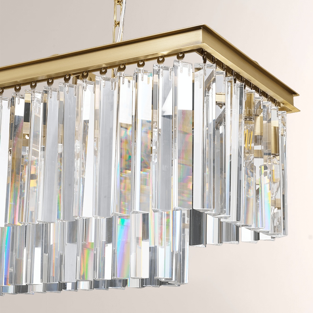 Kelly 2-Layer Crystal Rectangle Chandelier 39"-Vancei