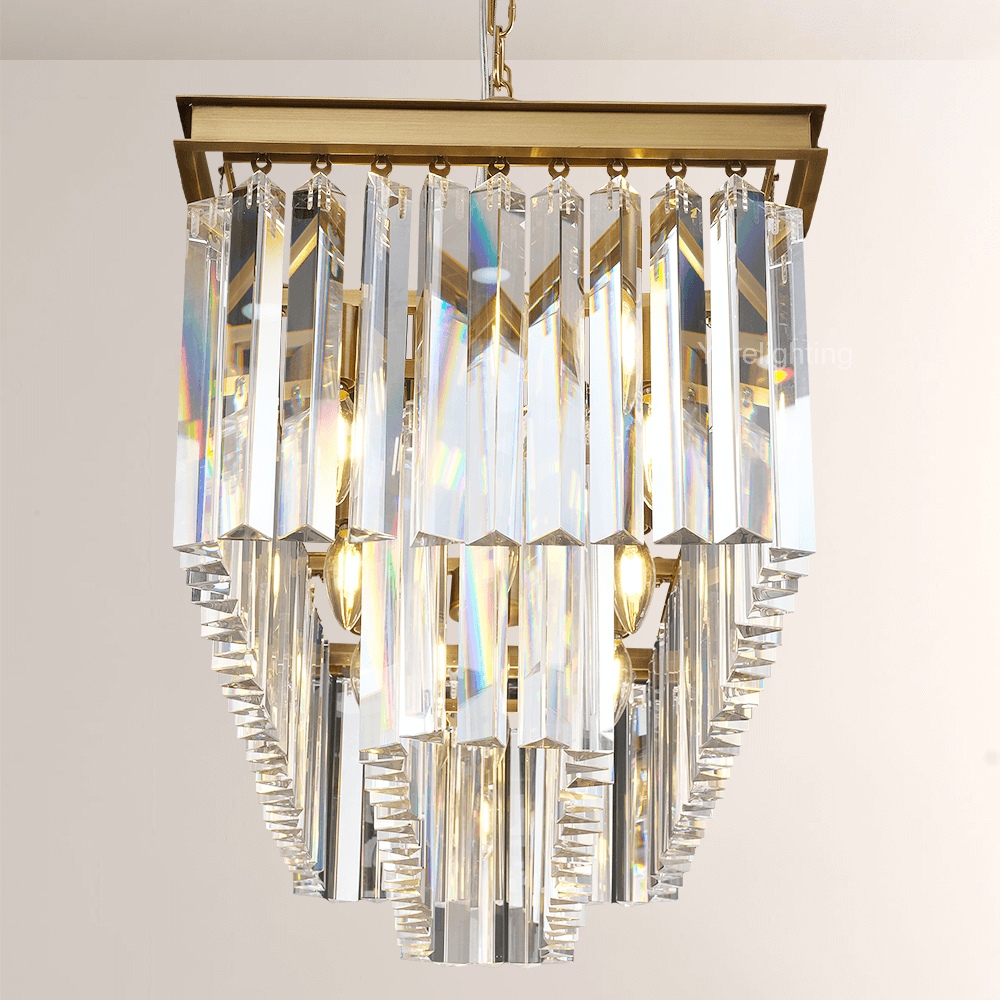 Kelly 2-Layer Crystal Rectangle Chandelier 39"-Vancei