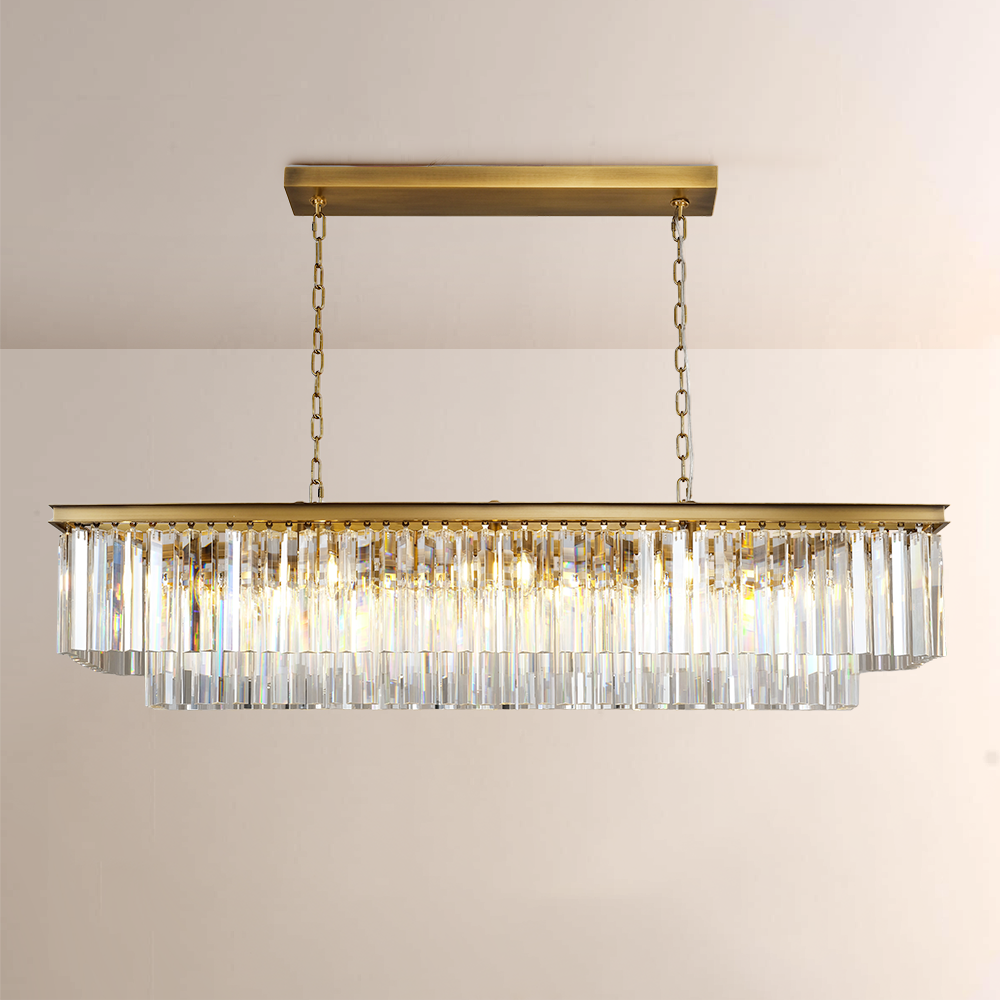 Kelly  Rectangular Crystal Chandelier 72"-Vancei