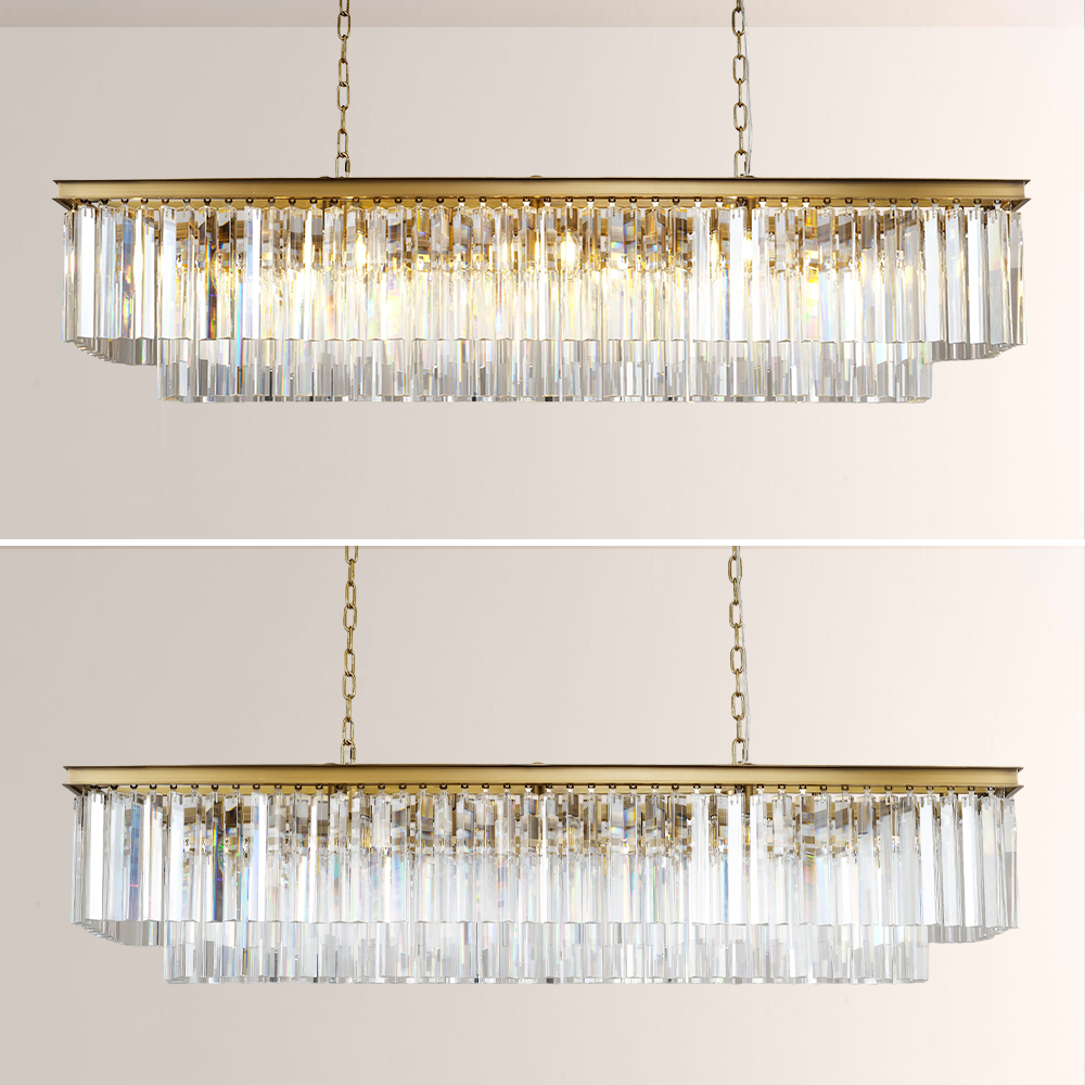 Kelly  Rectangular Crystal Chandelier 72"-Vancei