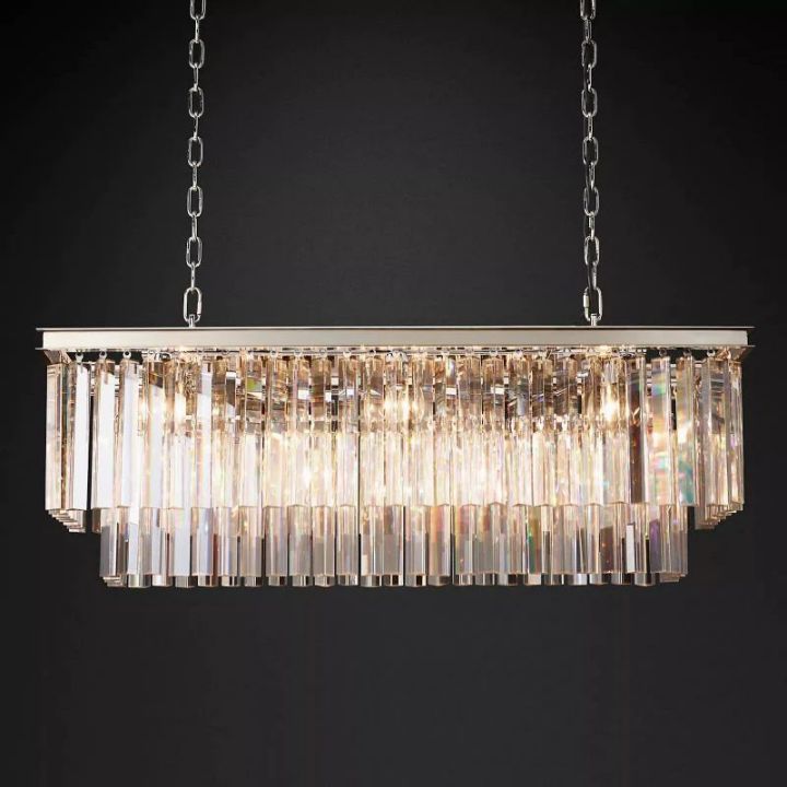 Kelly 2-Layer Crystal Rectangle Chandelier 39"-Vancei