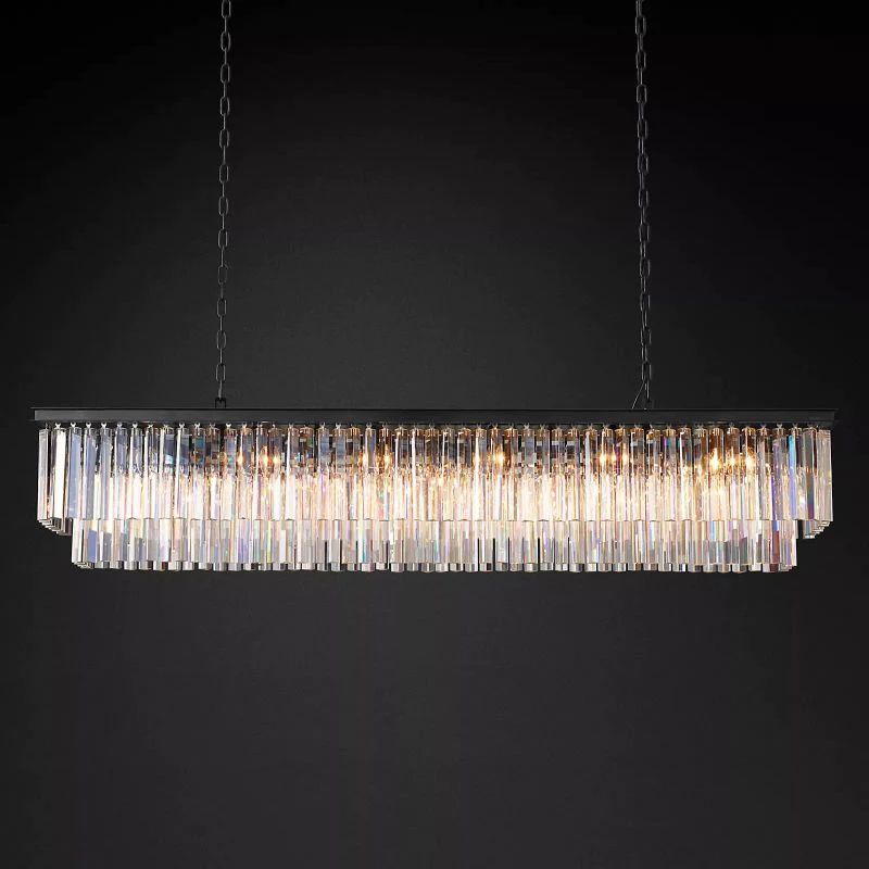 Kelly  Rectangular Crystal Chandelier 72"-Vancei