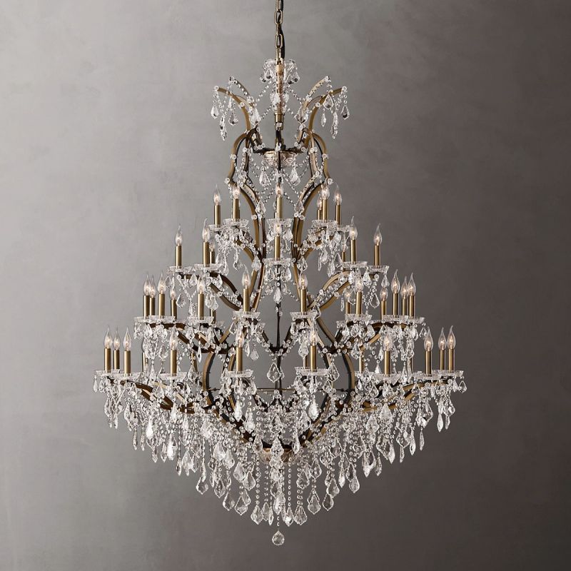 19TH C. Rococo Crystal Round Chandelier 60"-Vancei
