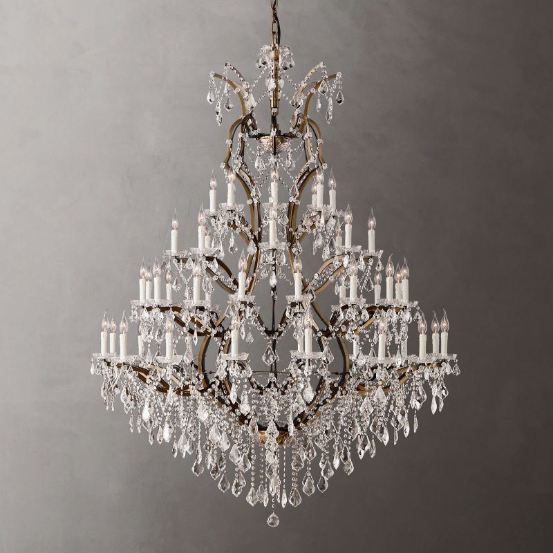 19TH C. Rococo Crystal Round Chandelier 60"-Vancei