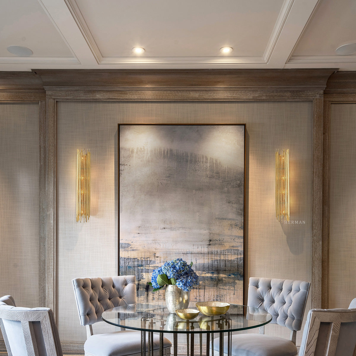 Althely Brass 4 Lights Long Wall Sconce