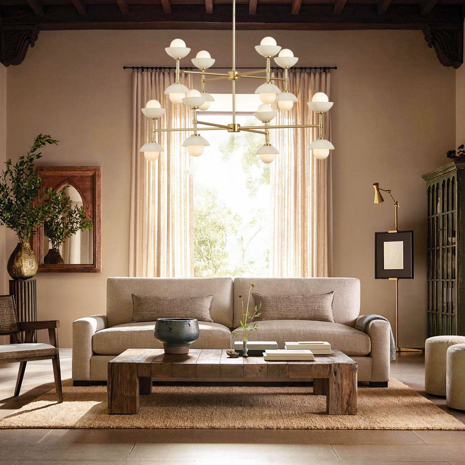 Glowen Alabaster Double Tier Chandelier