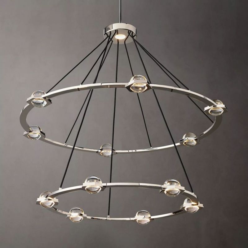 Cosmos Crystal Ball 2-Tier Round Chandelier 48"-Vancei