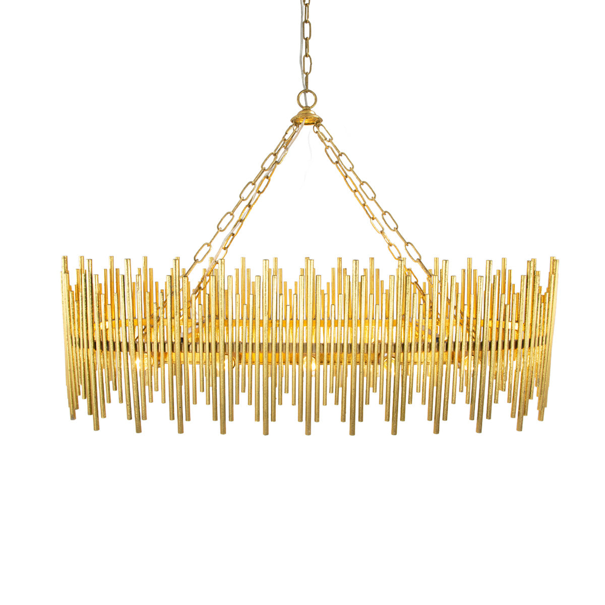 Althely Brass 10 Lights Rectangle Pendant Chandelier