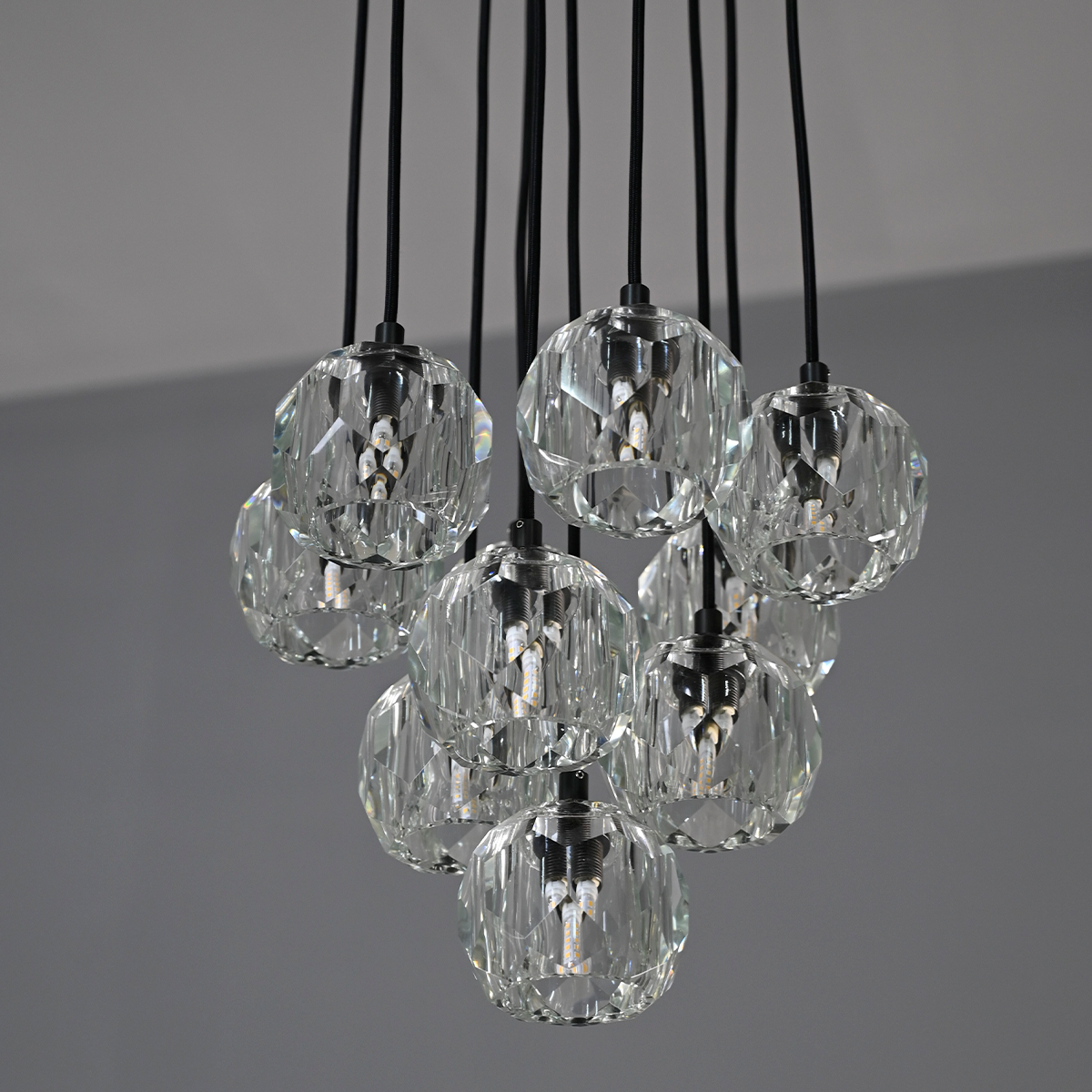 Bille De Crystal Ball Cluster Chandelier 14"-Vancei