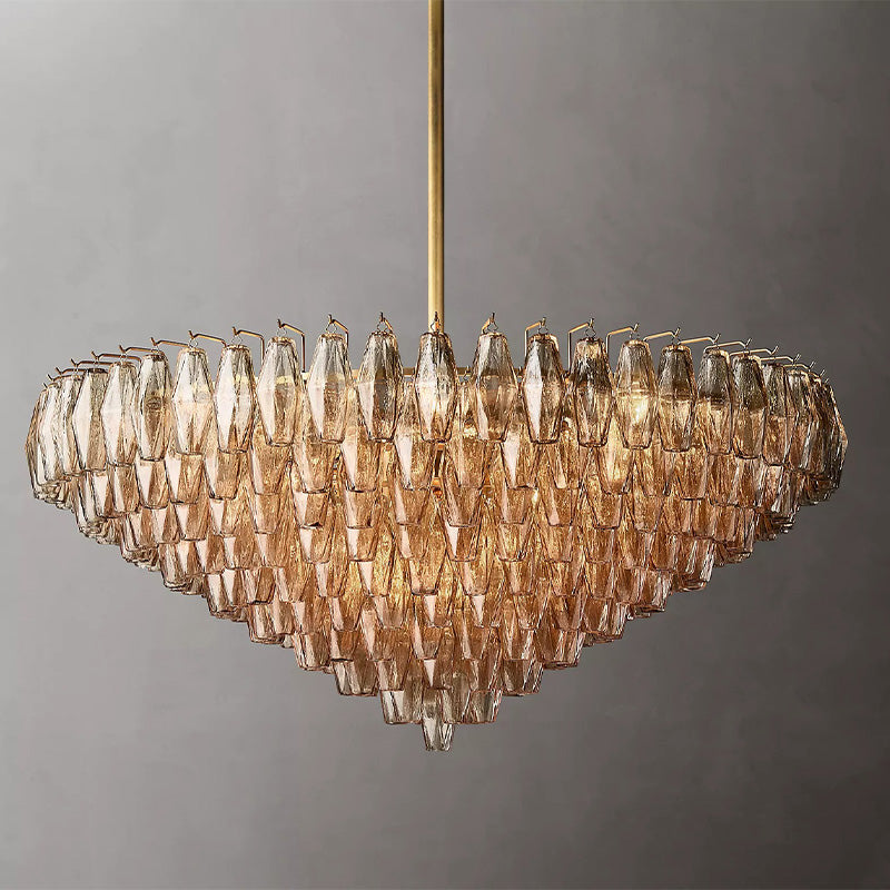 Chiara Clear Glass Tiered  Round Chandelier 47"-Vancei