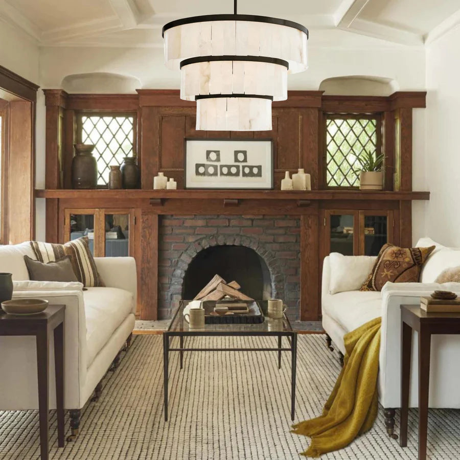 Glacera Alabaster 3 Tier Chandelier 35''D