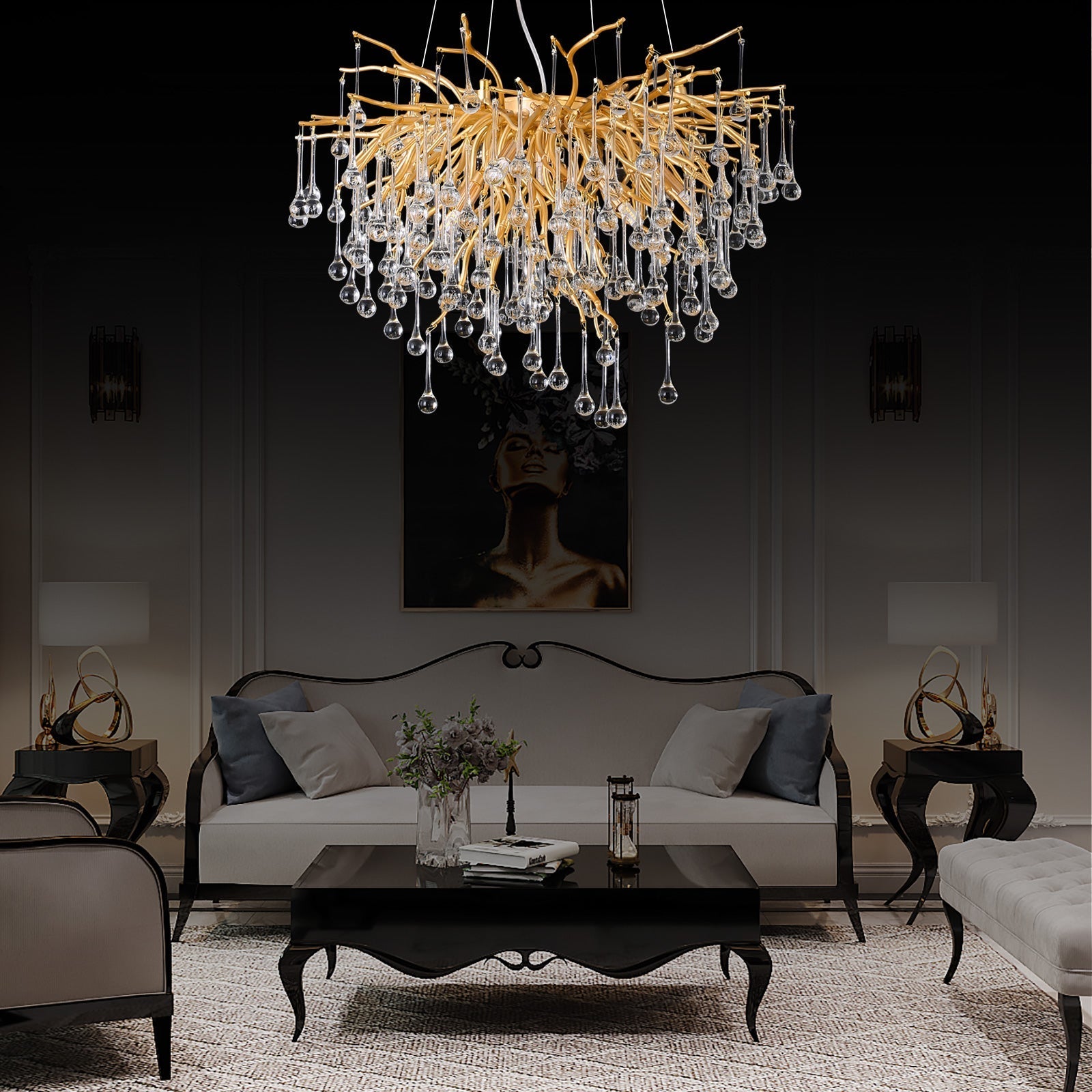 Doris Rain Branch Chandelier 23.5"D Gold-Vancei