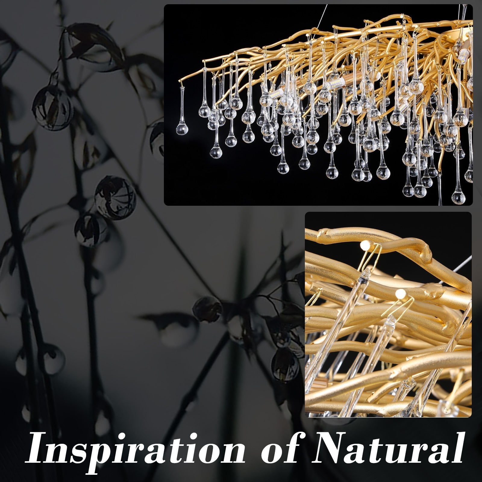 Doris Rain Branch Chandelier 23.5"D Gold-Vancei