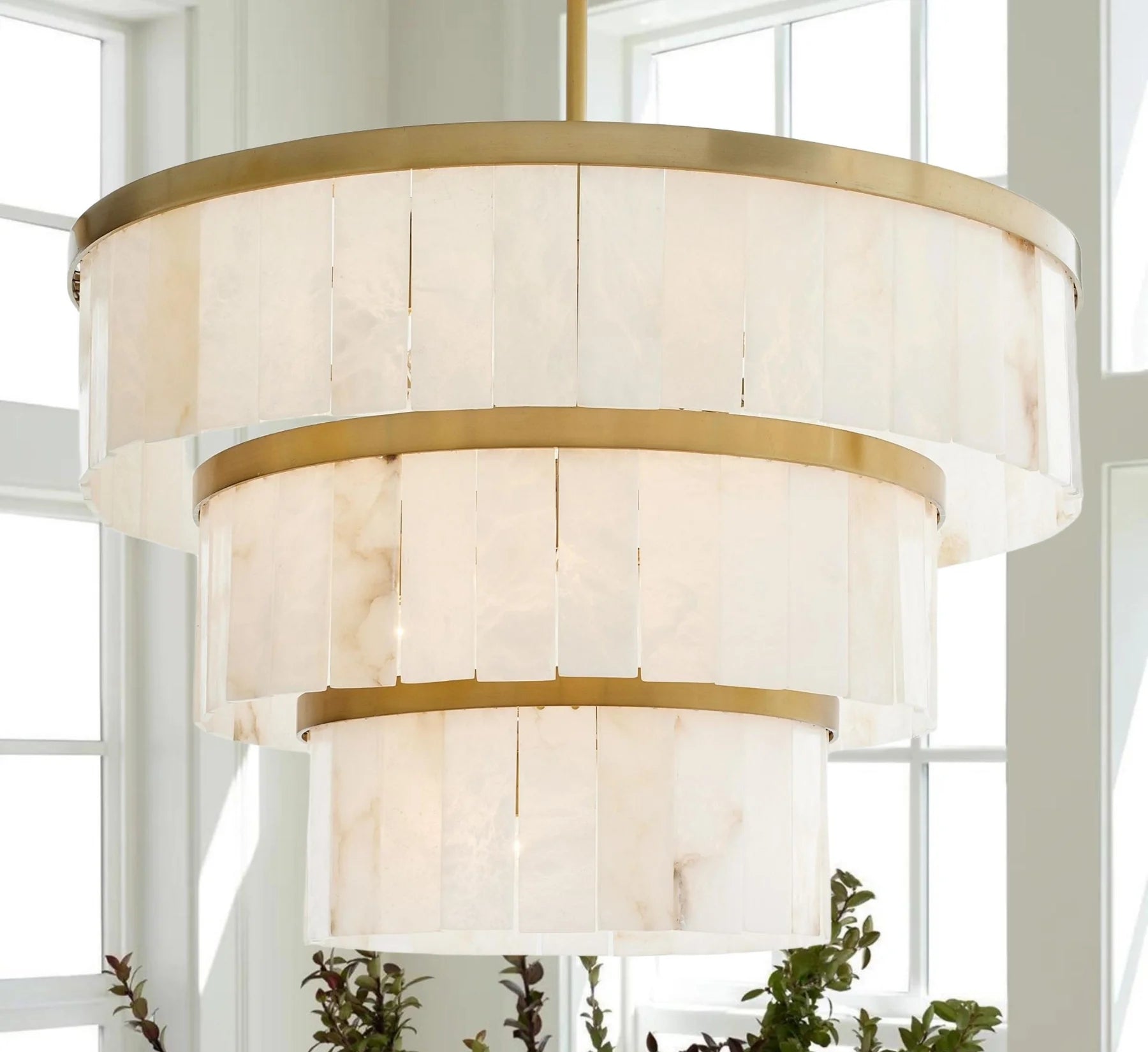 Glacera Alabaster 3 Tier Chandelier 35''D
