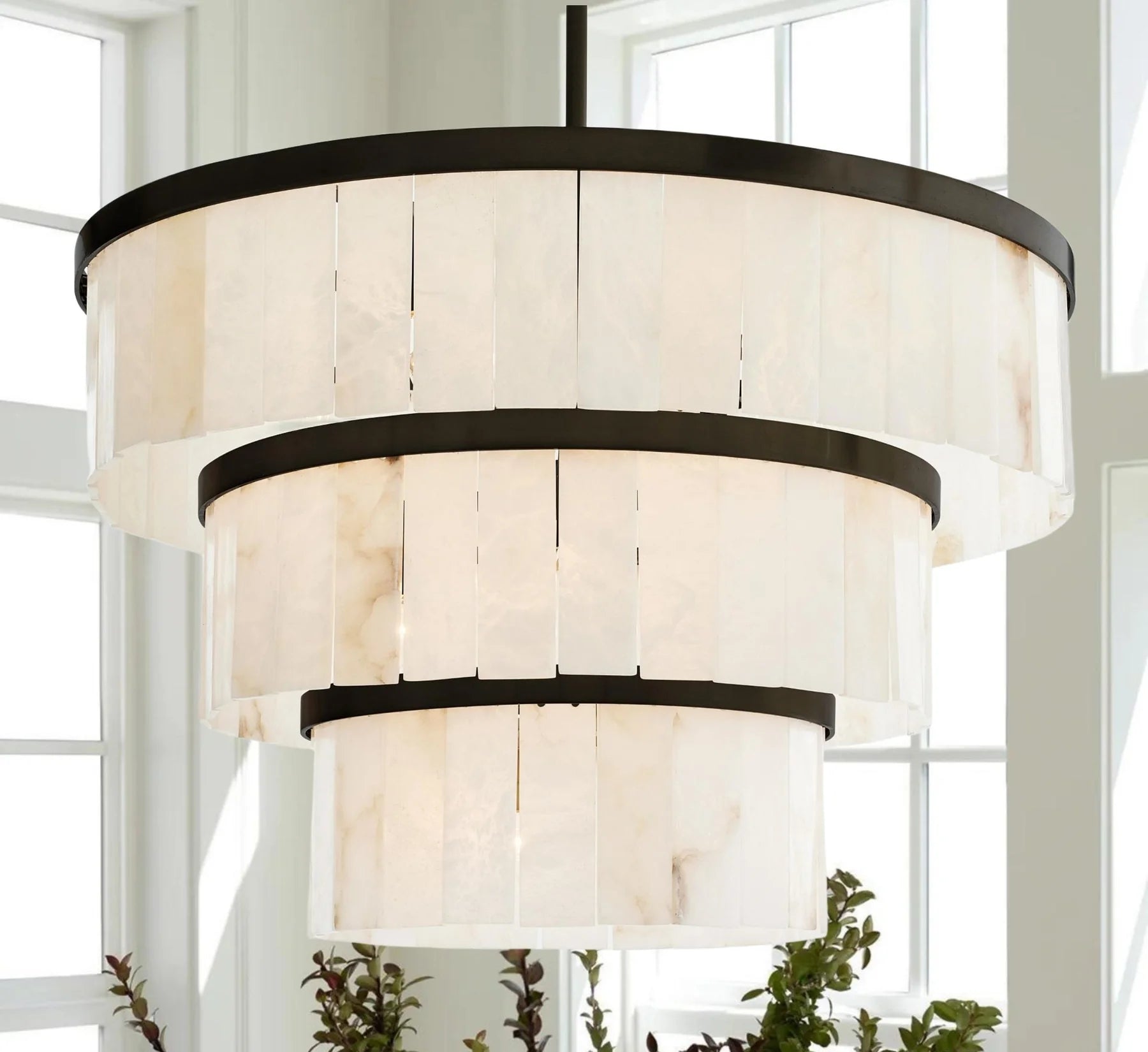 Glacera Alabaster 3 Tier Chandelier 35''D