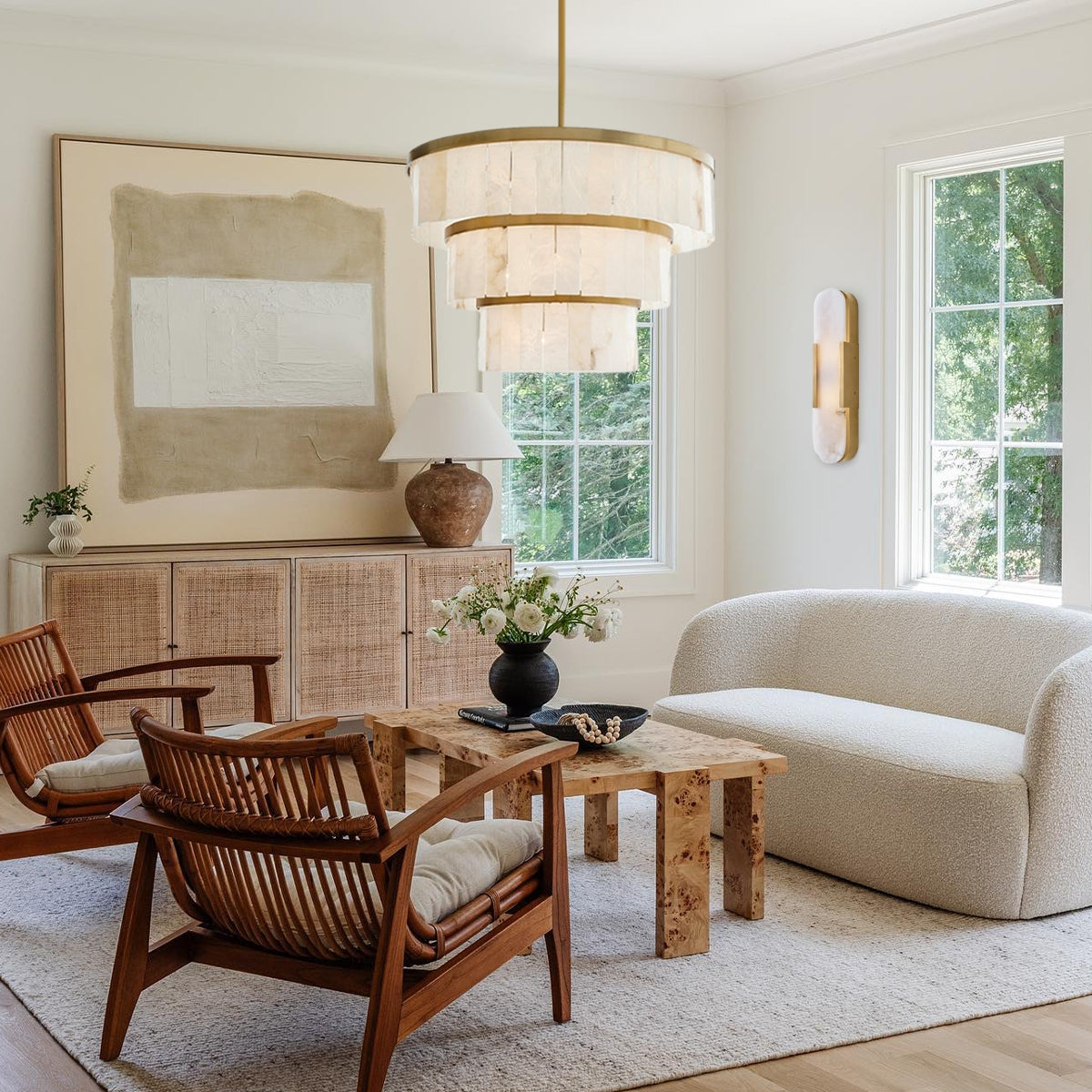 Glacera Alabaster 3 Tier Chandelier 35''D