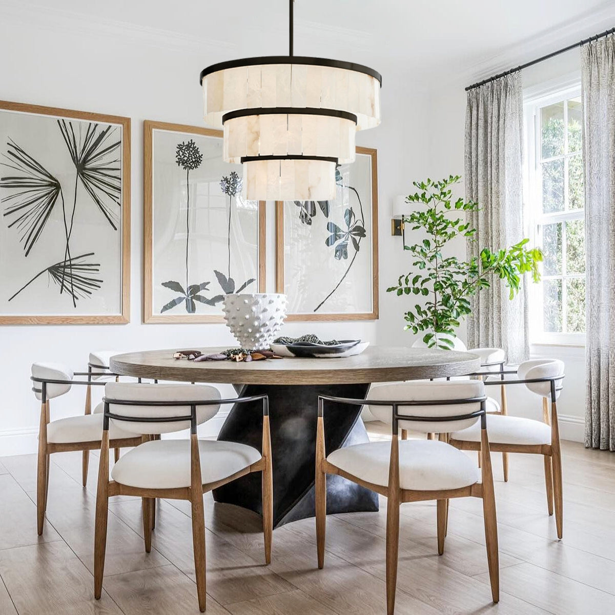 Glacera Alabaster 3 Tier Chandelier 35''D