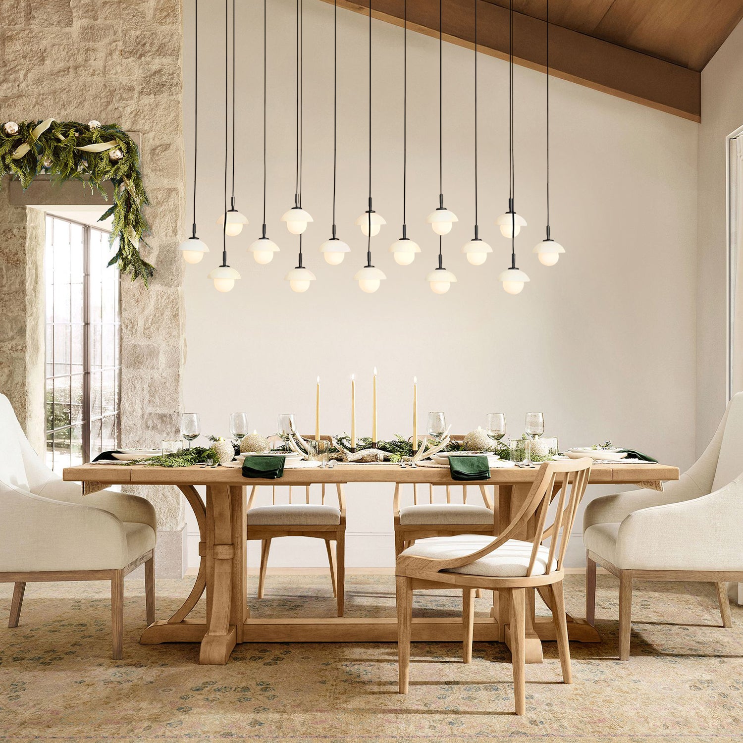 Glowen  Alabaster Rectangular Chandelier 54"