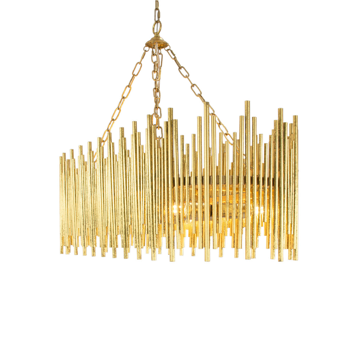 Althely Brass 10 Lights Rectangle Pendant Chandelier
