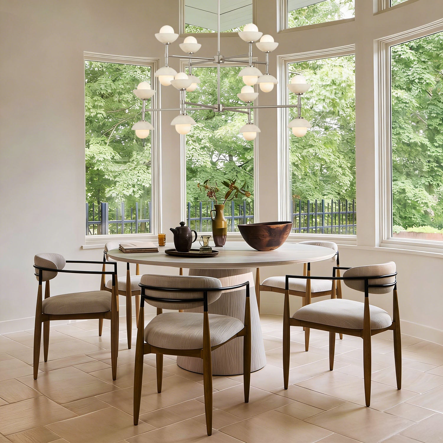 Glowen Alabaster Double Tier Chandelier