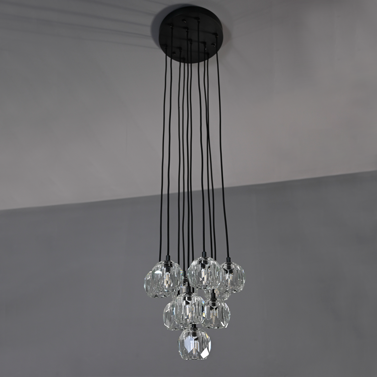 Bille De Crystal Ball Cluster Chandelier 14"-Vancei