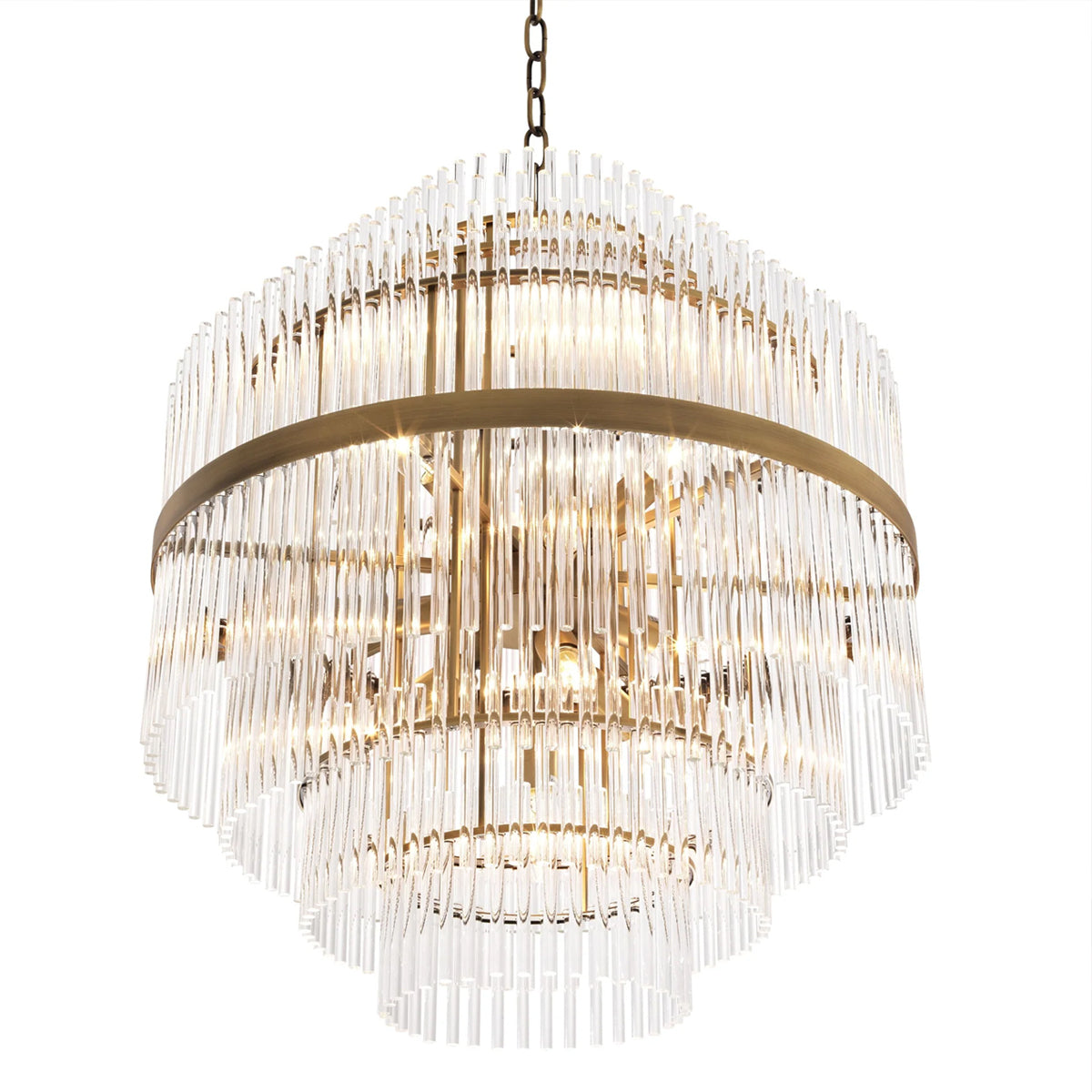 East Modern Brass Glass Chandelier - [Brass]