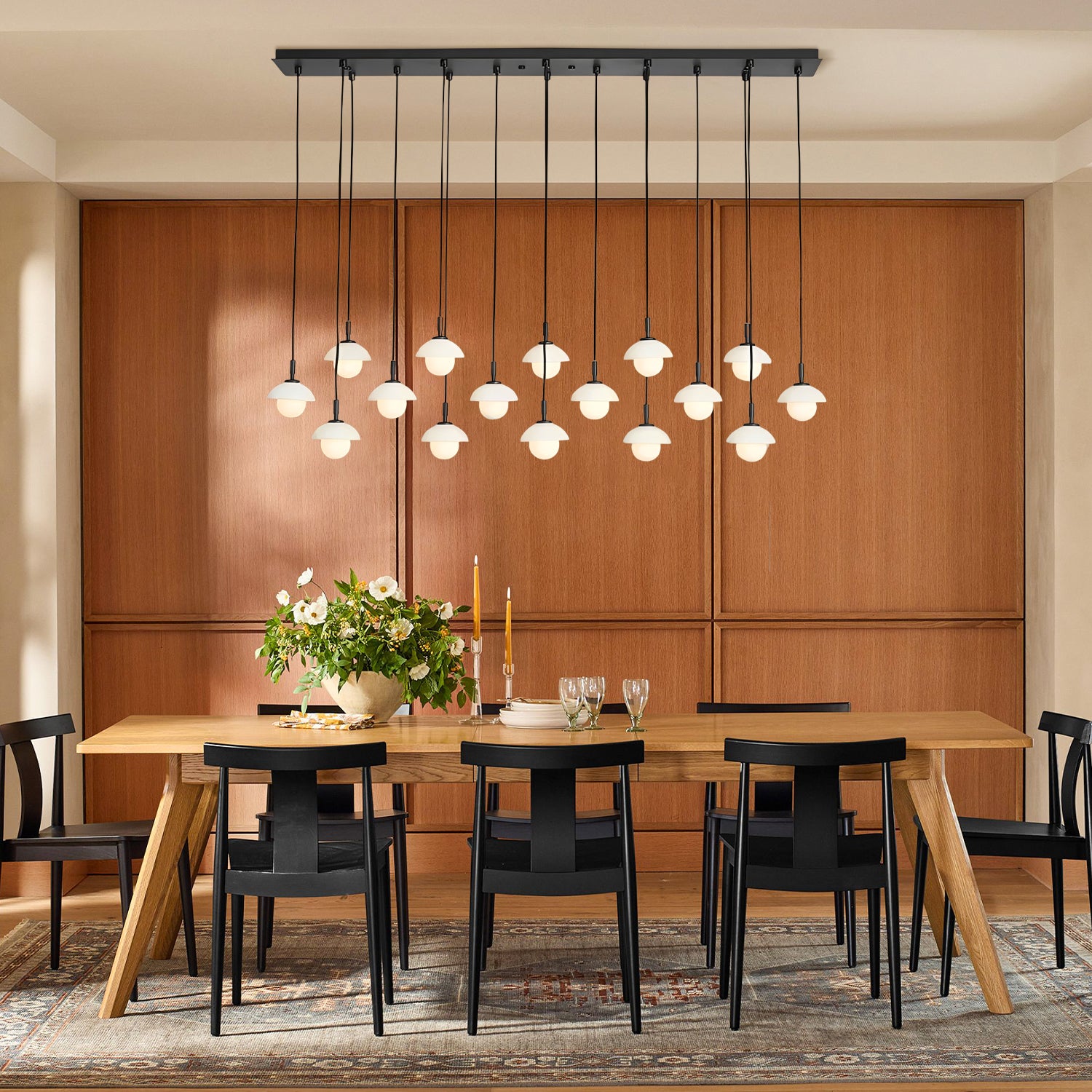 Glowen  Alabaster Rectangular Chandelier 54"