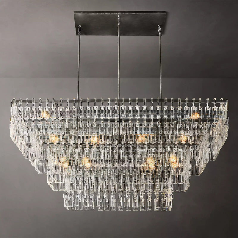 Mia 4 Tier Crystal Rectangular Chandelier 72"-Vancei