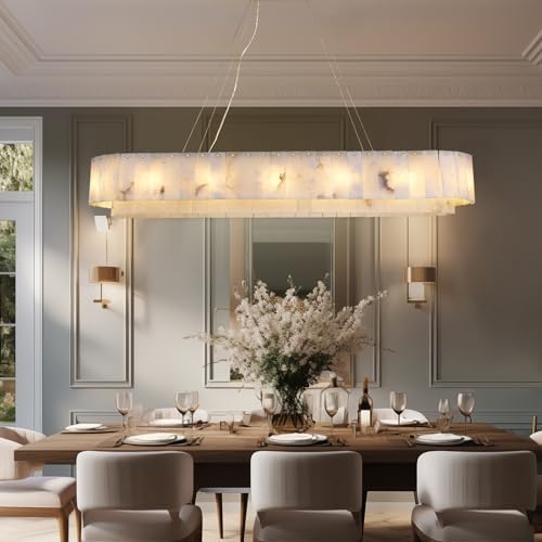 Modern Spanish Alabaster Linear Chandelier