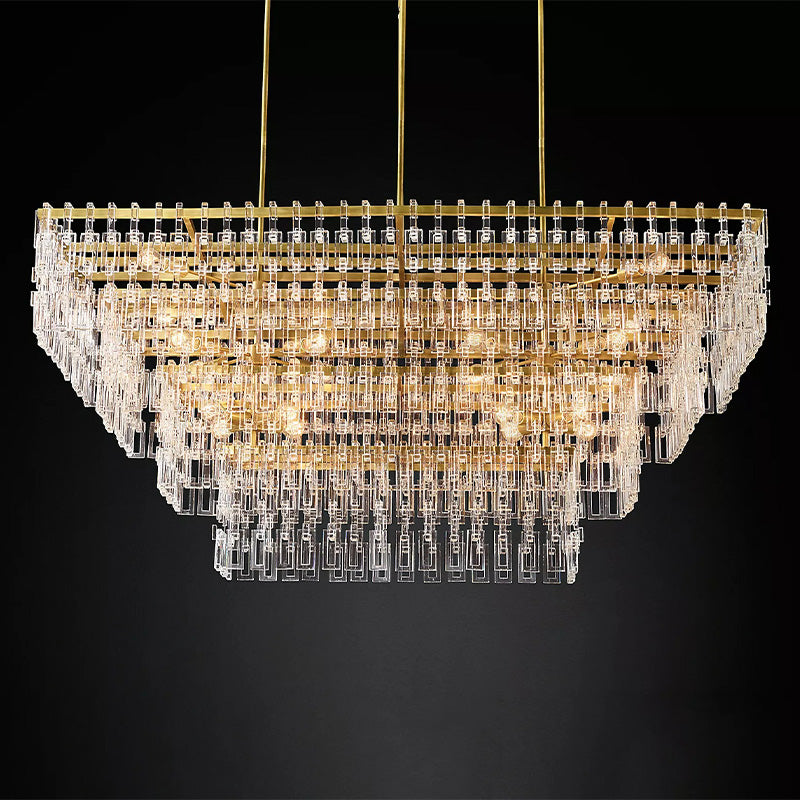 Mia 4 Tier Crystal Rectangular Chandelier 72"-Vancei