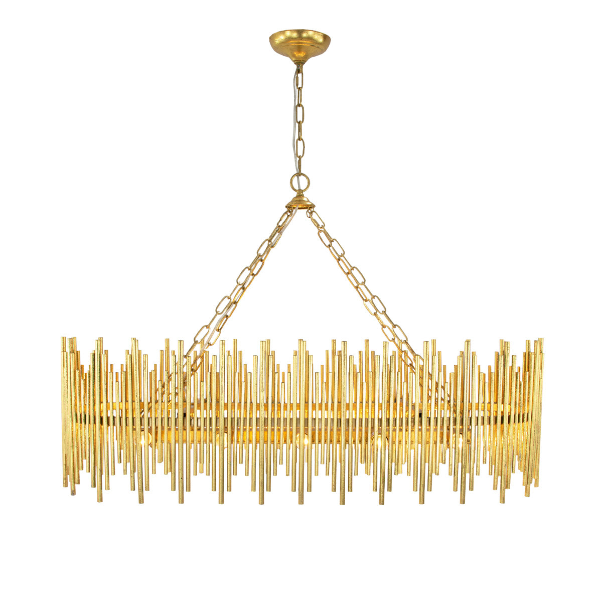 Althely Brass 10 Lights Rectangle Pendant Chandelier