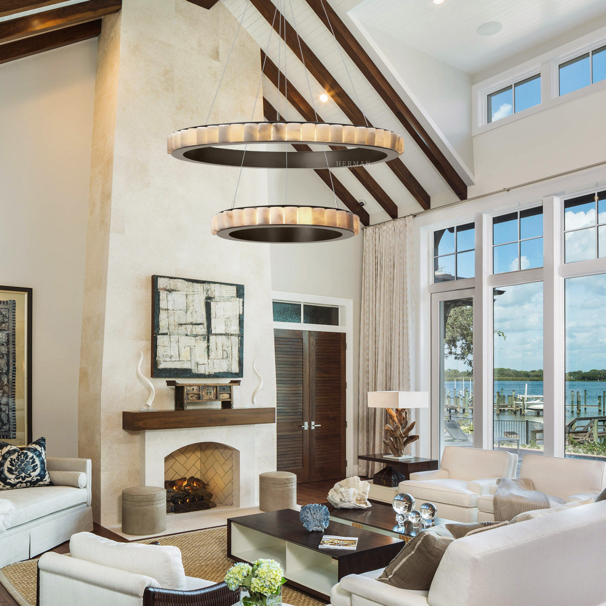 Avalon Alabaster 2 Layer Chandelier